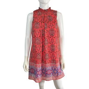 Speechless Mandala Boho Sleeveless Shift Dress Orange Medium